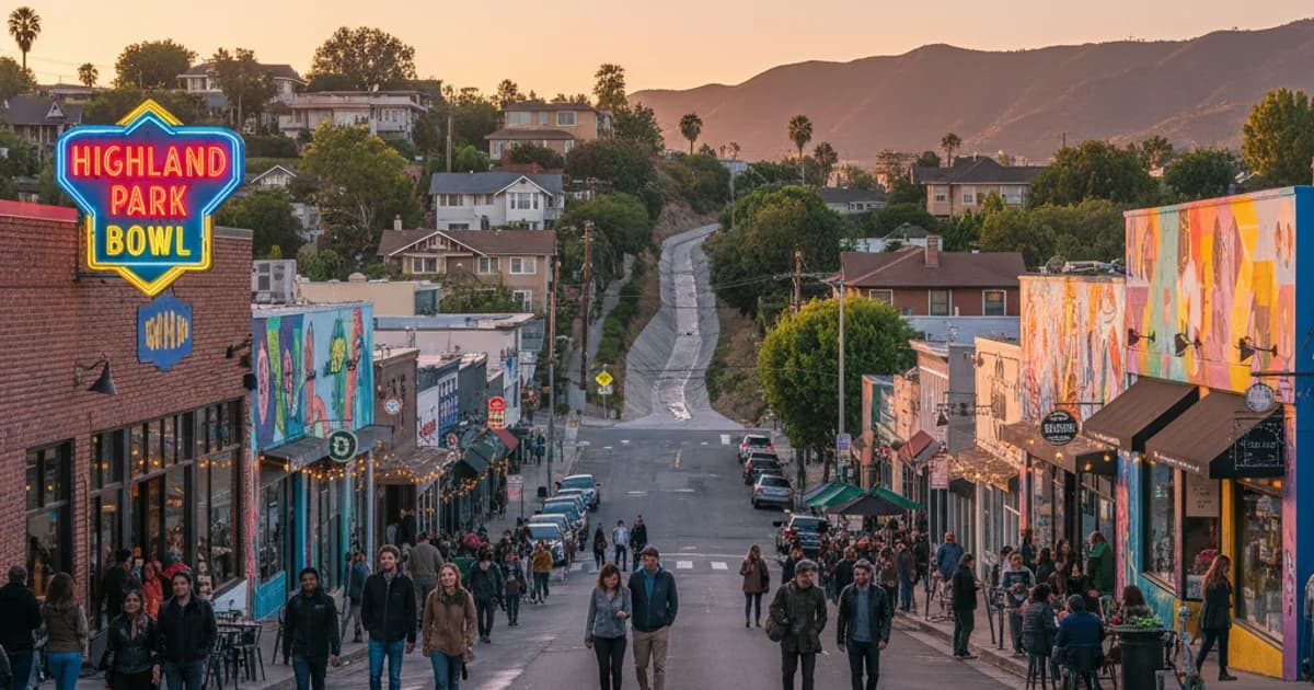 Altadena California neighborhood with San Gabriel Mountains in the background and tree-lined residential streets