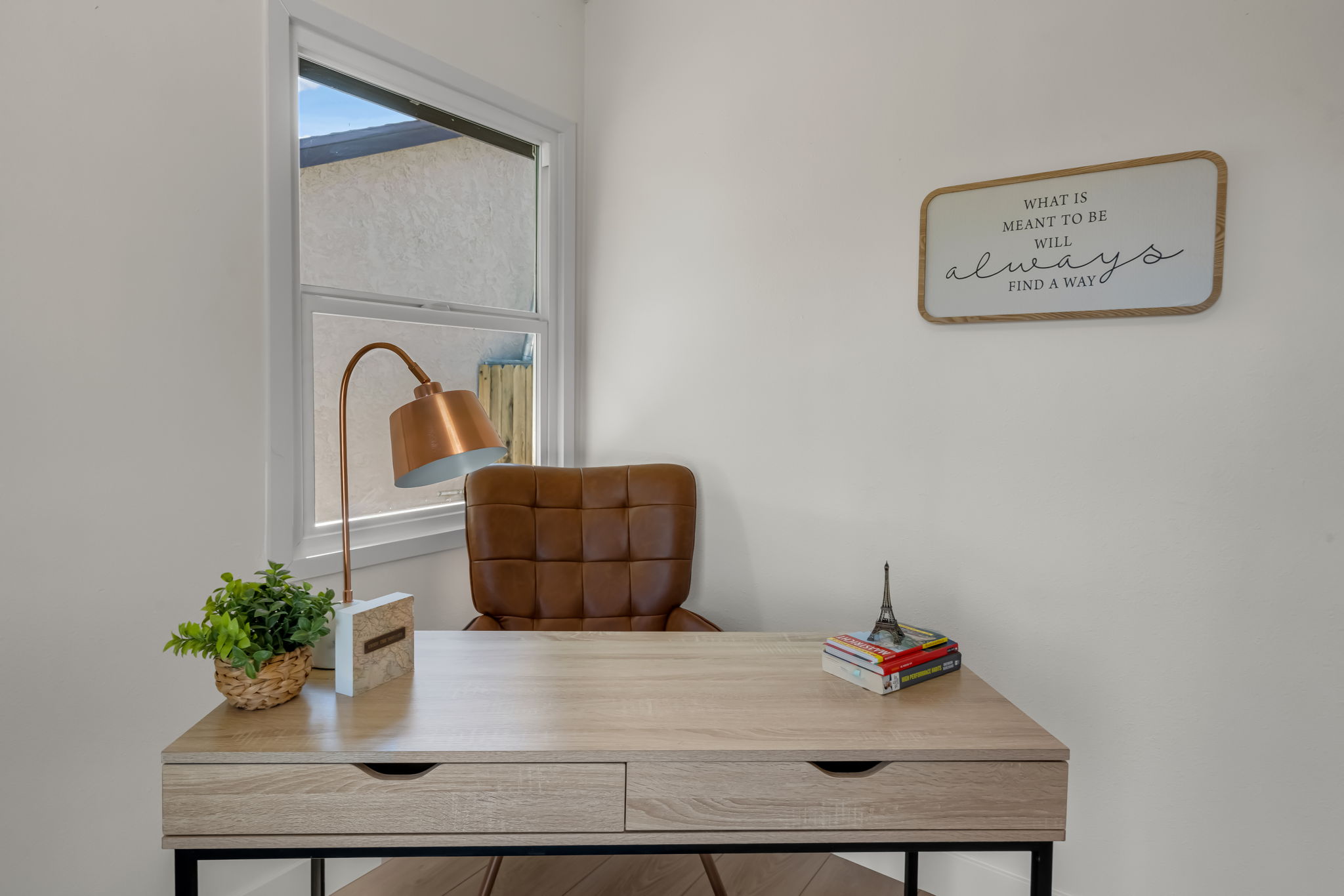 Office nook with triple-pane window